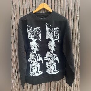 Black Graphic M  Xl XXl Crewneck Sweatshirt with Black Print Mavi